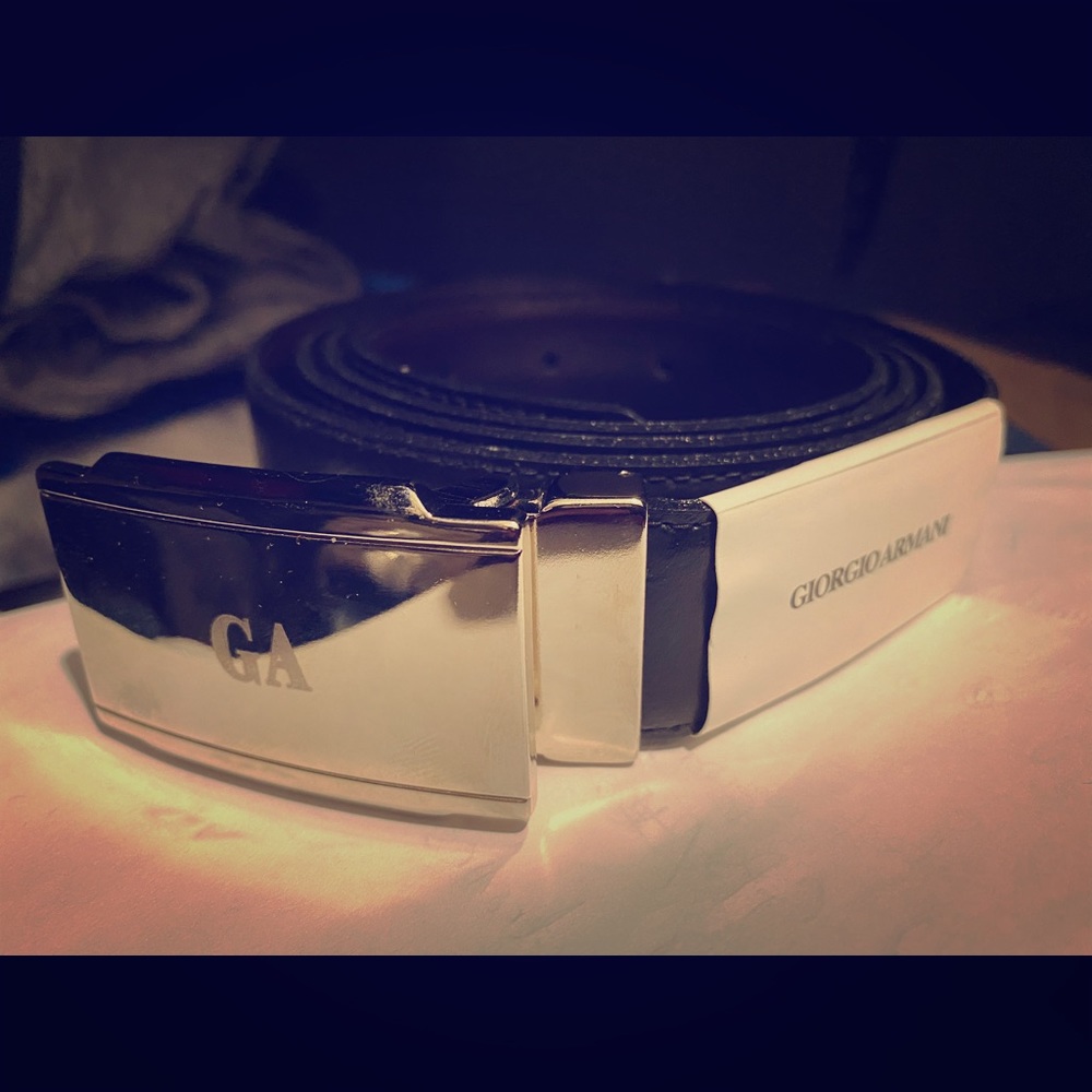 Giorgio Armani Black Leather Belt
